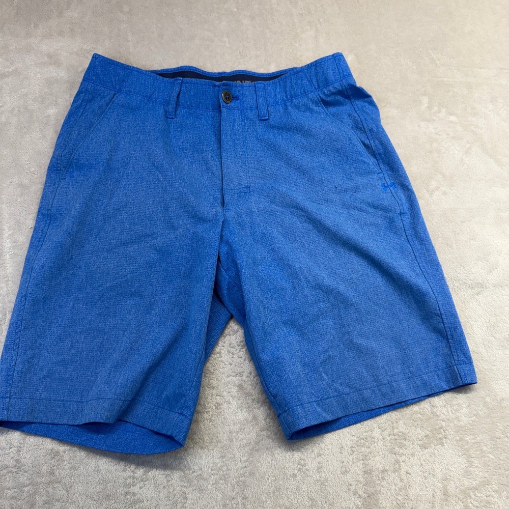 Under Armour Shorts Mens 32 Blue Heathered HeatGear Performance Loose 9" Inseam